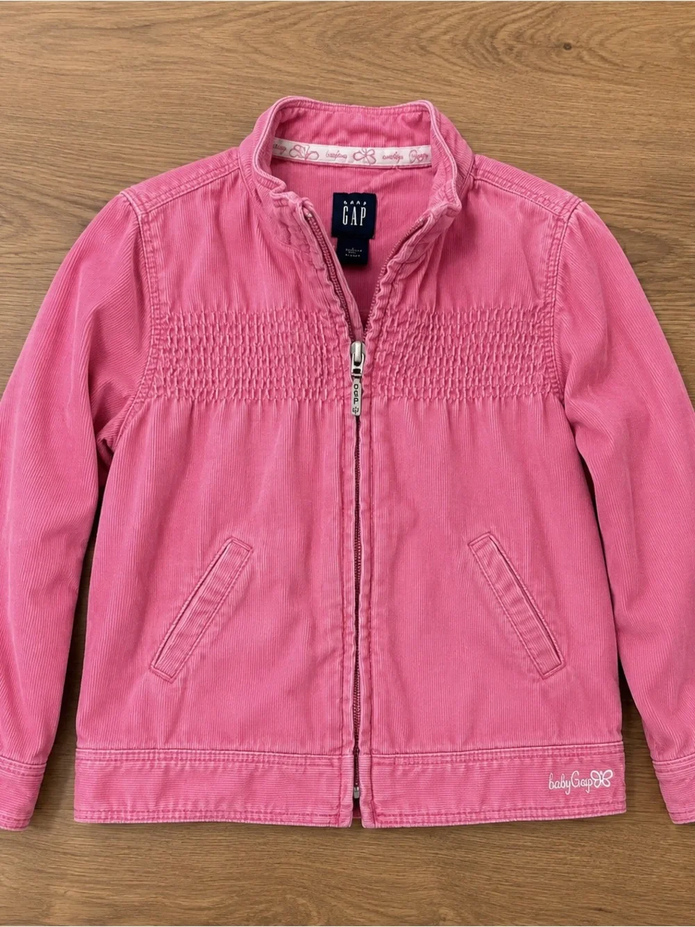 Baby Gap Pink Corduroy Smocked Zip Jacket Toddler Girls 4